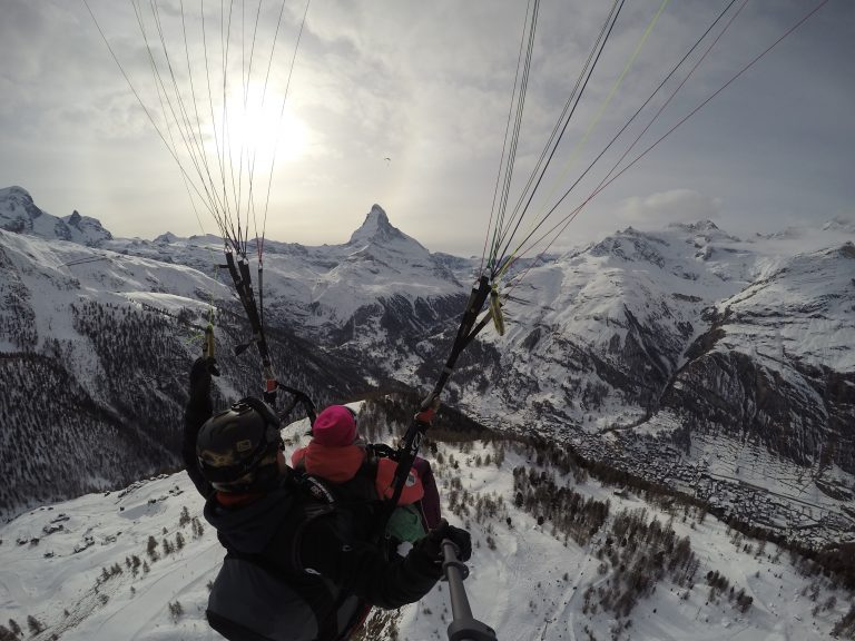 beautiful tandem paragliding flight in Zermatt